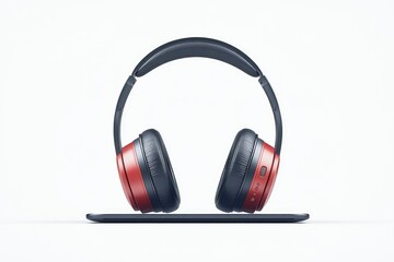 Over-ear headphones resting on a tablet
