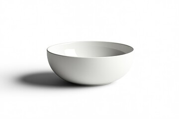 Plain, white bowl resting on a white surface, with light shadows