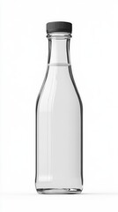 Clear glass bottle with black cap