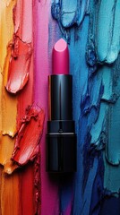 Vibrant Lipstick on Colorful Background