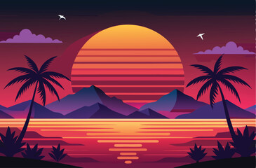 Naklejka premium sunset on the beach