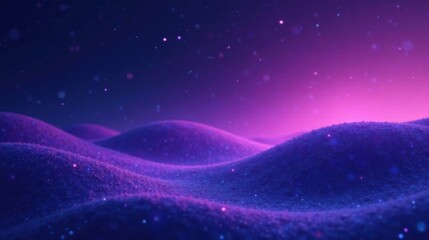 Obraz premium Ethereal Purple Dunes Under a Starry Night Sky, Illuminated by a Soft Glow