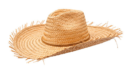 A straw hat, typically worn in sunny or tropical climates, is designed to shield the head and face from the sun.