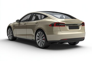 Beige electric car rear view