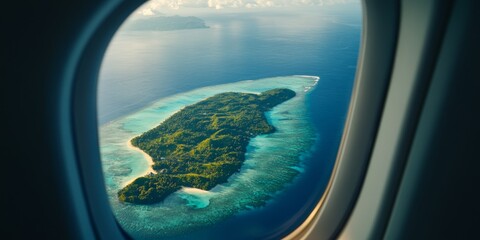 Breathtaking aerial perspective of the Fijian island, showcasing its tropical beauty and idyllic location in the ocean.