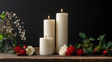 Candle with Rose and Flower