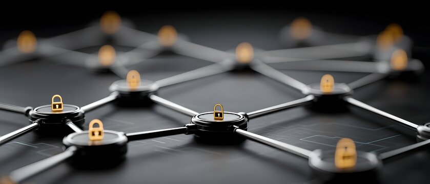 Exploring a hyper realistic blockchain ecosystem with private ids virtual network digital art abstract close-up security