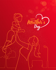 Happy Mother's day with creative concept. Mother's day holiday Background with mother's day celebration . Greeting card, 3d vector illustration.