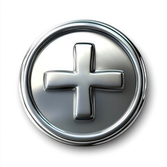Fototapeta premium cross icon on metal button