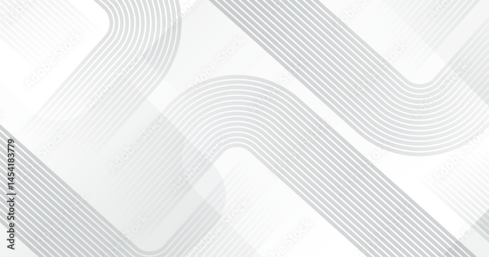 Poster white geometric abstract background overlap layer on bright space with rounded lines effect decorati
