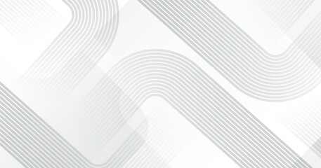 White geometric abstract background overlap layer on bright space with rounded lines effect decoration. Modern graphic design element stripes style concept for web, art, flyer, card, or brochure cover