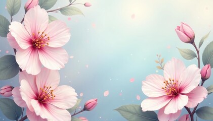Fototapeta premium Subtle floral motif, soft pastel shades, elegant and calming social media backdrop , bloom, elegant