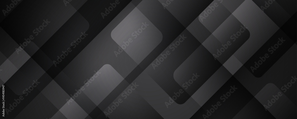 Poster 3d black abstract background overlap layer on dark space with rounded squares effect decoration. mod