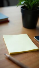 White sticky note with copy space on office table , to do, paper