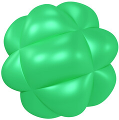 3D Green Playful colorful shape, creative graphic abstract form isolated clipart. Render of geometric modern y2k illustration