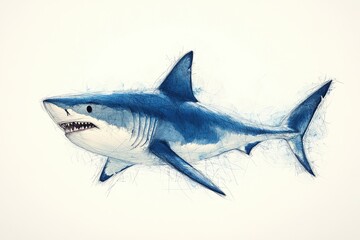 Obraz premium Large great white shark illustration