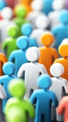 Obraz premium Crowd of employee icons, only a few highlighted in color showing selective HR