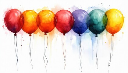 Colorful balloons in a watercolor style