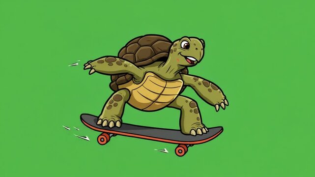Shell-Shocking Skateboarding Turtle: A Whimsical Digital Illustration