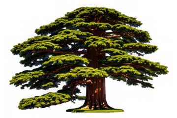 Giant Redwood Tree Isolated on White Background for Stock Photography


