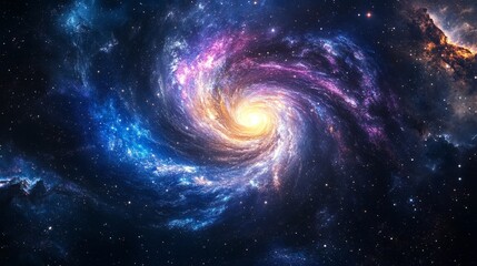 Fototapeta premium Majestic galaxy against cosmic backdrop of stars and planets.