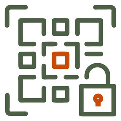 QR unlock icon in outlined color style for smart access and code-based entry