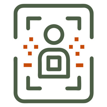 Profile QR icon in outlined color style for digital identity and secure code access