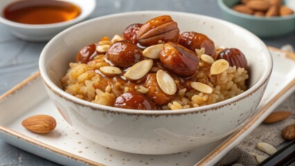 Fototapeta premium sweet rice with chestnuts and honey