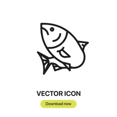 Fish icon vector. Linear-style sign for mobile concept and web design. Fish symbol illustration. Pixel vector graphics - Vector.	