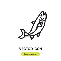 Salmon icon vector. Linear-style sign for mobile concept and web design. Salmon symbol illustration. Pixel vector graphics - Vector.	