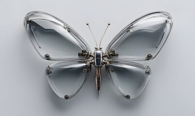 Mechanical butterflies, the combination and crystallization of nature and industry. Concept map, abstract, science fiction, business, advertisement, poster, wallpaper, background, model, 3d