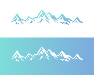 Mountain Range Graphic Design Blue, White, Peak, Alpine, Illustration