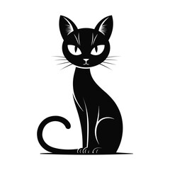 Black Cat Silhouette Art - Minimalist Feline Design.eps