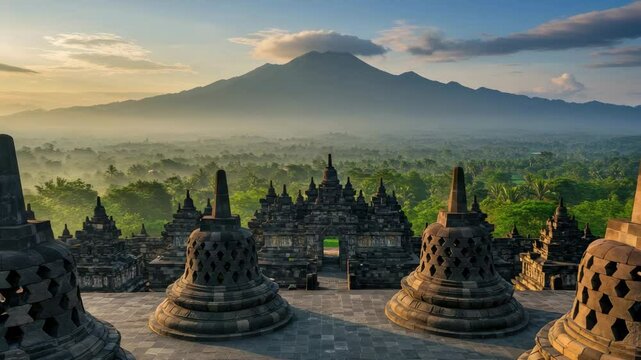 Witness the breathtaking sunrise illuminating Temple