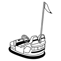 bumper car with flag vector illustration