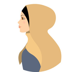 Vector people. Muslim woman in hijab. Avatar of a woman in a brown hijab.  Vector