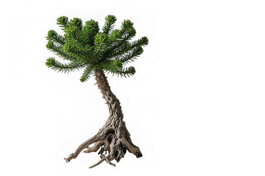 Monkey Puzzle Tree Isolated on White Background for Stock Photography

