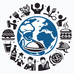 Naklejka premium Global Food Icons Around the World