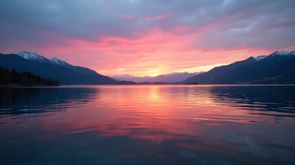 Fototapeta premium Mountain Majesty: Capturing the Evening Glow