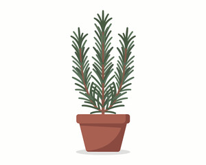 Obraz premium Rosemary Plant in Pot Simple Vector Illustration