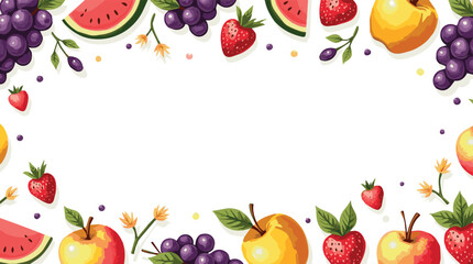 Create a kinds of fruit picnic seamless pattern illustration. Retro nature food ingredient cartoon background. Fresh spring season fruits backdrop. vector art with white background.