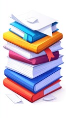 A colorful stack of books, various sizes and colors