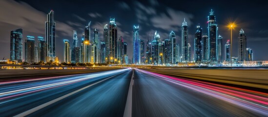 Night cityscape highway