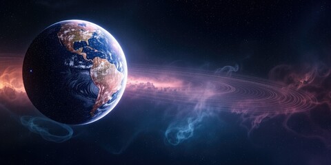 Obraz premium Celestial Gradient Planet Background - AI Generated Desktop Wallpaper