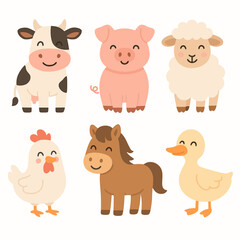  Cute Farm Animals &ndash; Vector Clipart