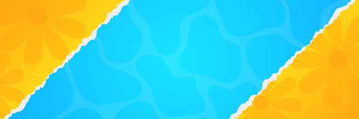 Banner design with a summer theme with dominant colors of yellow and blue