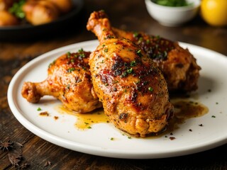 Crispy Baked Chicken Thighs on White Platter