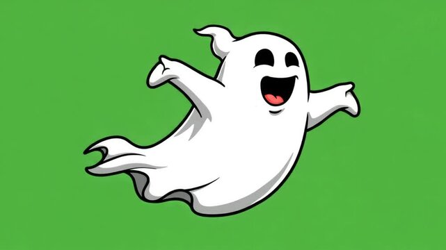 Happy Flying Ghost Cartoon Illustration