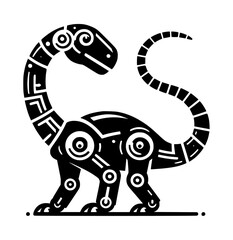 Brachiosaurus dinosaur robotic icon logo design