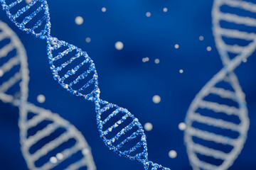 DNA Abstract 3d polygonal DNA molecule chemistry biology or gene cell concept blur background 3D...